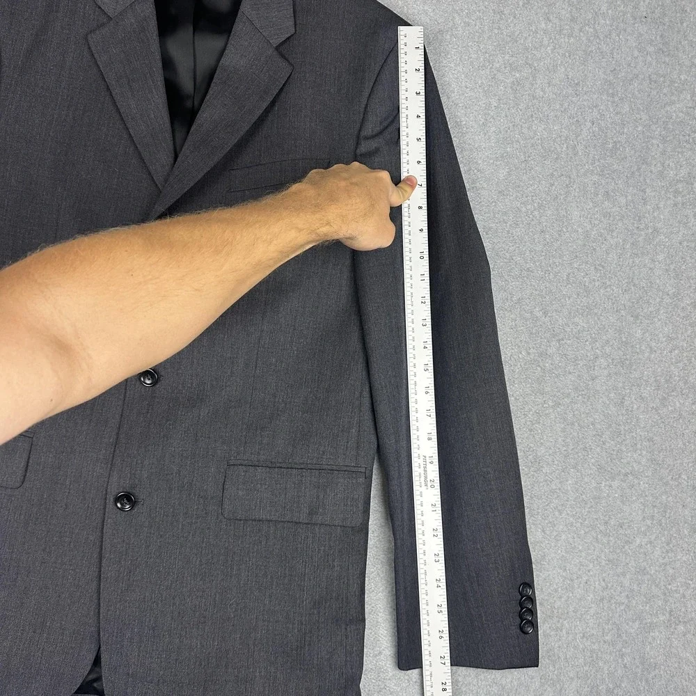Banana Republic Suit Jacket Mens 42L Gray Wool 3 Button Notch Lapel Business
